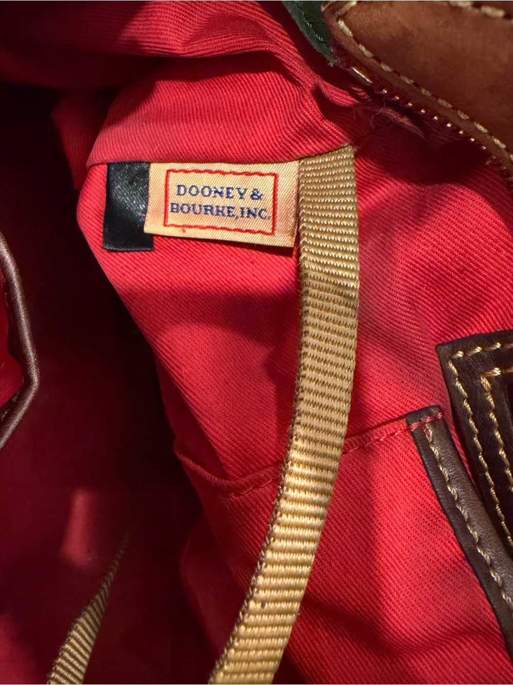 Dooney & Bourke Cognac Leather Satchel with Dark Brown Trim - Picture 9 of 14
